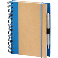 recycled wirebound journal with royal blue fabric trim